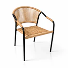 Silla FLET - Estructura Negra con Respaldo Encordado Beige 1