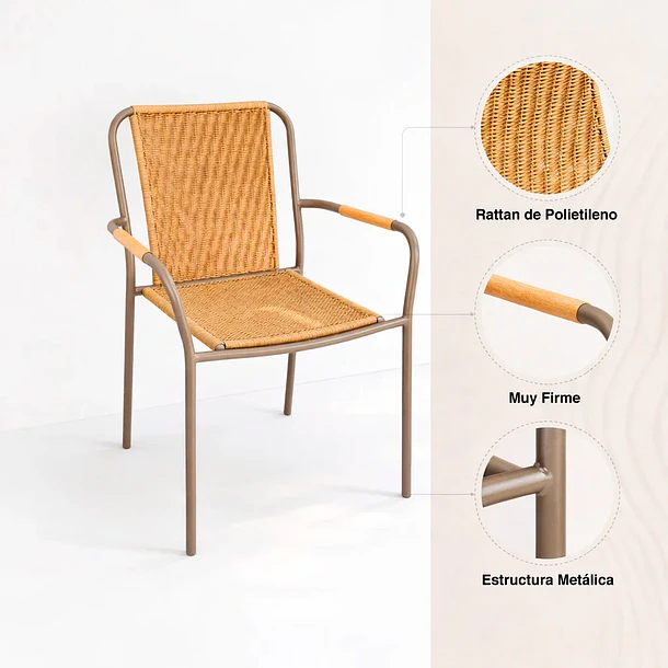 Silla Comedor o Exterior KAMBA Tejido - Color Trigo 5