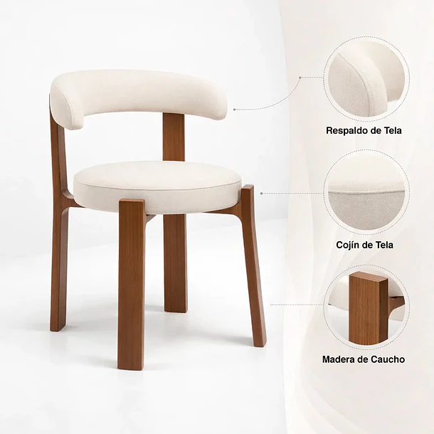 Pack de 2 Sillas Sitiales Hima Respaldo Curvo -  Blanca 5