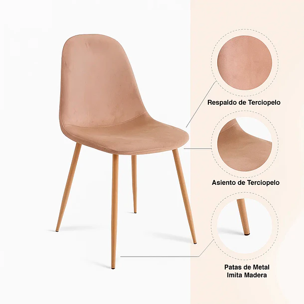 Silla Spoon Velvet - Beige 5