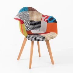 Butaca Sitial Patchwork Acolchado Wood - Naranjo