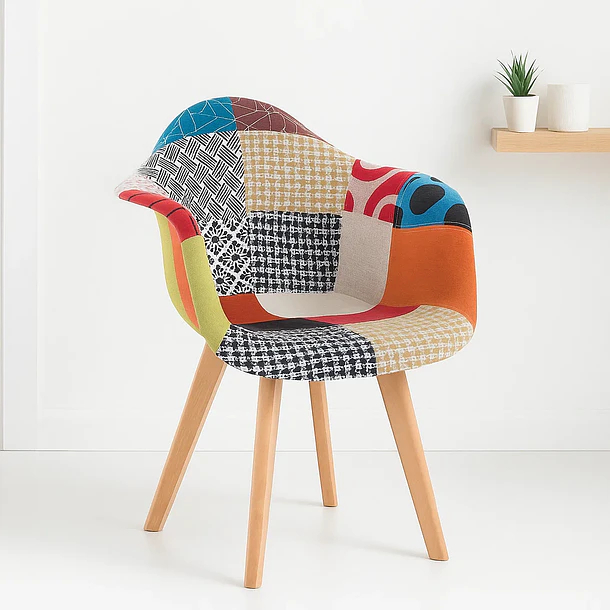 Butaca Sitial Patchwork Acolchado Wood - Naranjo 2