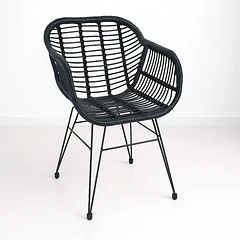 Butaca con Apoyabrazos de Terraza Rattan Grecia Color Negro