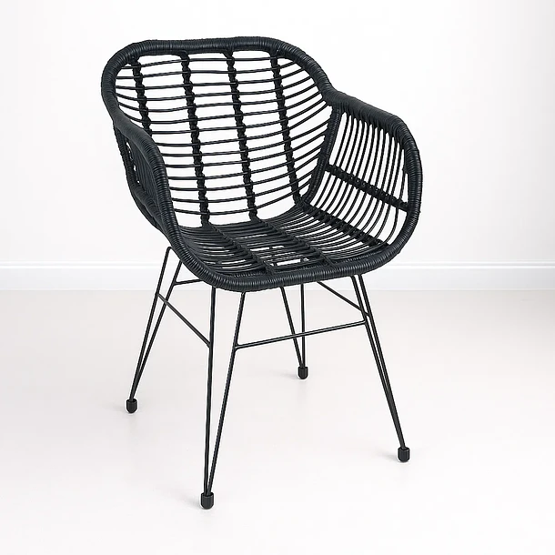 Butaca con Apoyabrazos de Terraza Rattan Grecia Color Negro 1