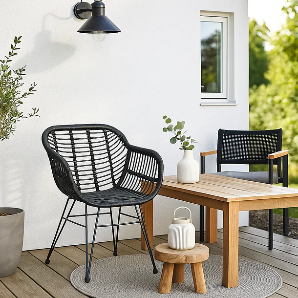 Butaca con Apoyabrazos de Terraza Rattan Grecia Color Negro 3