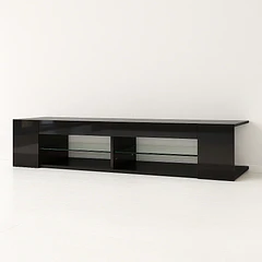 Mueble de TV Moderno Negro con Luces LED y Compartimentos