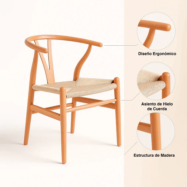 Pack 2 Sillas Wishbone Madera - Natural 5