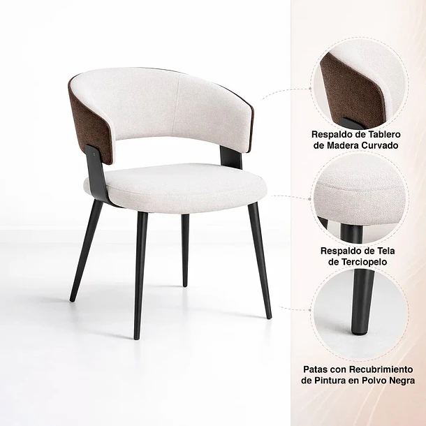 Pack de 2 Sillas KLOPS Velvet - Blanca 5