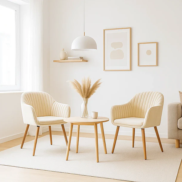 Pack de 2 Butacas Sitiales Poltronas Diamante Terciopelo - Beige 2