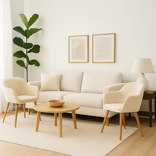 Pack de 2 Butacas Sitiales Poltronas Diamante Terciopelo - Beige 3