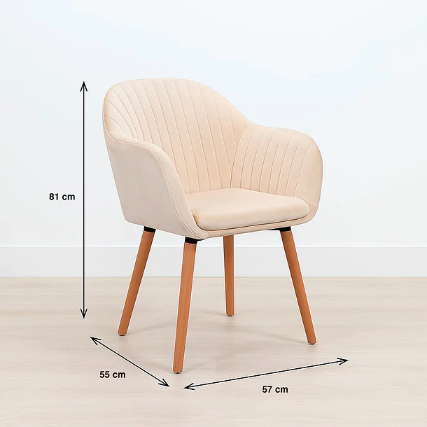 Pack de 2 Butacas Sitiales Poltronas Diamante Terciopelo - Beige 4