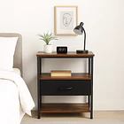 Pack de 2 Veladores Estilo Industrial Black Wood 50x30x61 3