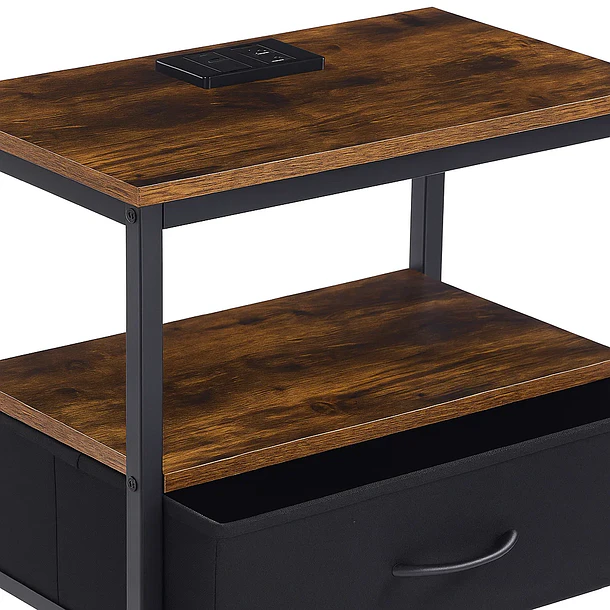 Pack de 2 Veladores Estilo Industrial Black Wood 50x30x61 6