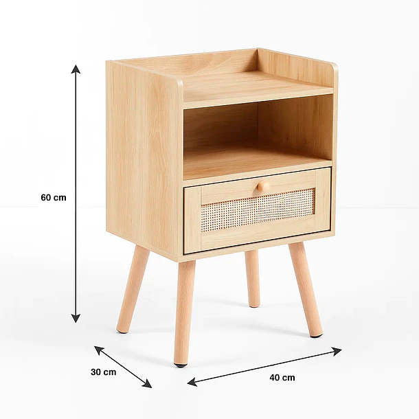 Pack de 2 Veladores Mesh Rattan con Cajon y Espacio 4