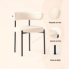 Pack de 2 Sillas Teddy de Tela con Patas Metálicas Negras - Crema 5