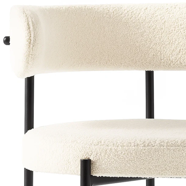 Pack de 2 Sillas Teddy de Tela con Patas Metálicas Negras - Crema 6