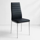 Silla Dining Acolchada Liana con patas cromadas - Negra 1