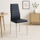 Silla Dining Acolchada Liana con patas cromadas - Negra 2