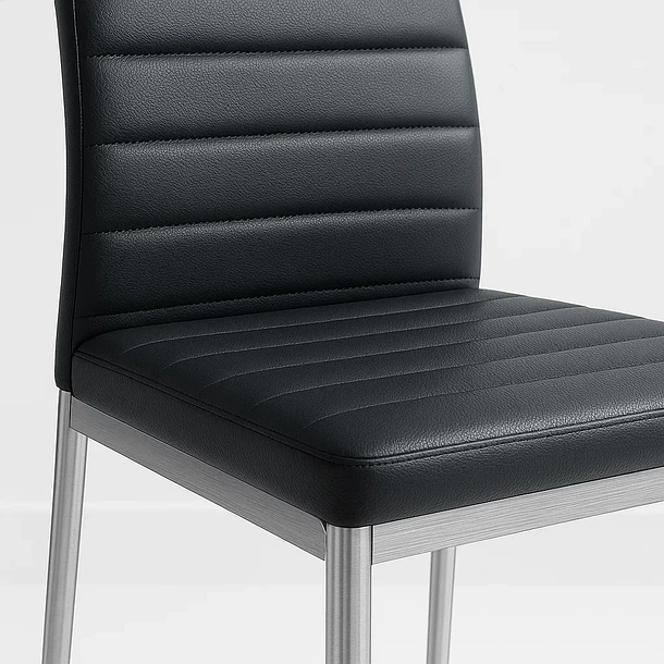 Silla Dining Acolchada Liana con patas cromadas - Negra 6