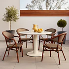 Pack de 4 Sillas Bistro Parisina Textileno con reposabrazos - Beige 2