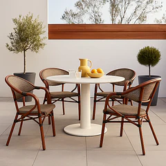 Pack de 4 Sillas Bistro Parisina Textileno con reposabrazos - Beige