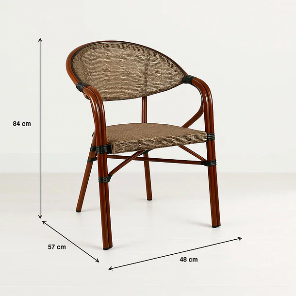 Pack de 4 Sillas Bistro Parisina Textileno con reposabrazos - Beige 4