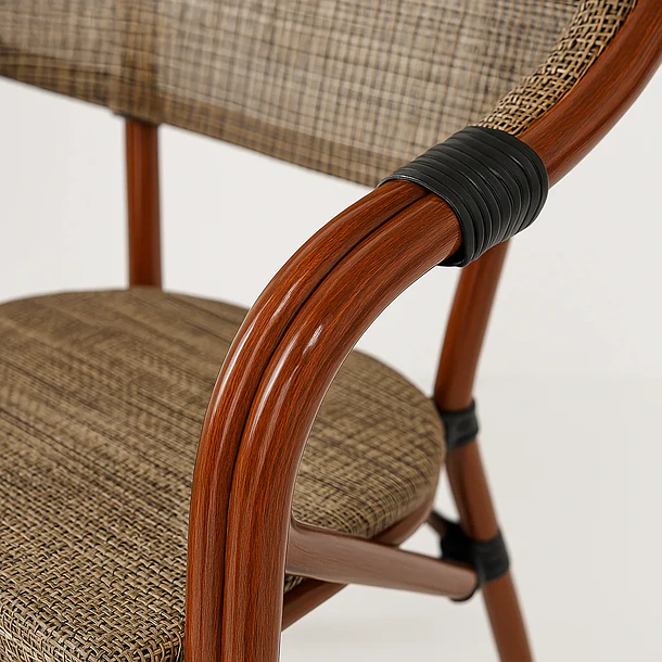 Pack de 4 Sillas Bistro Parisina Textileno con reposabrazos - Beige 6