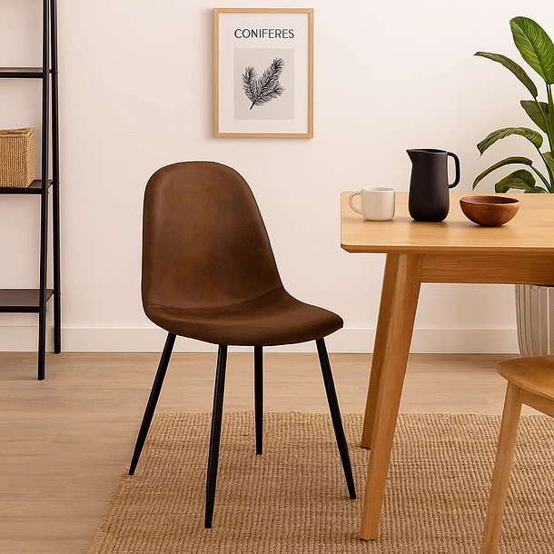 Silla Spoon Ecocuero vintage café oscuro 3