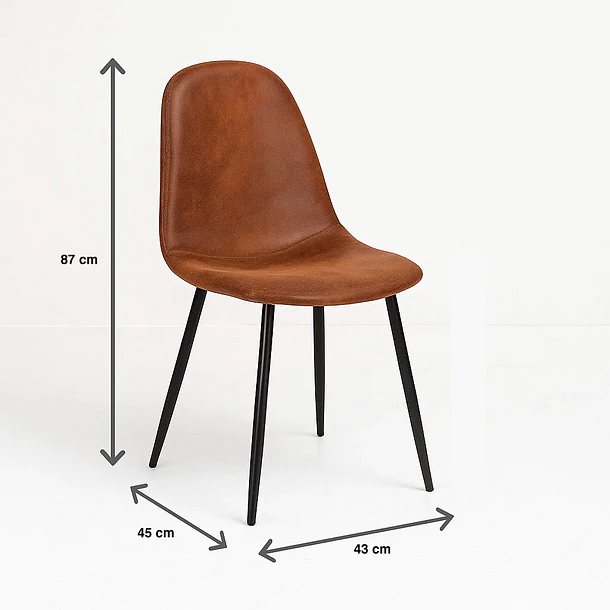 Silla Spoon Ecocuero vintage café oscuro 4