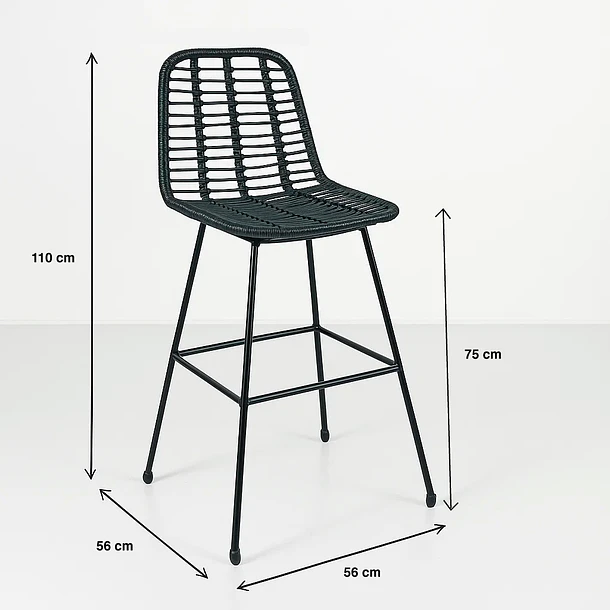 Taburete Alto de Terraza Rattan Grecia Color Negro 4