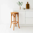 Banco de Diseño Retro en Madera con Asiento Trenzado 2