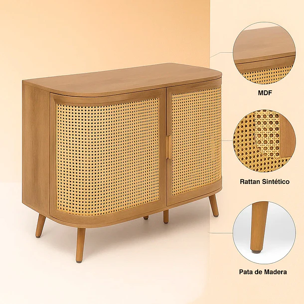 Cómoda Siena Rattan - Natural 5