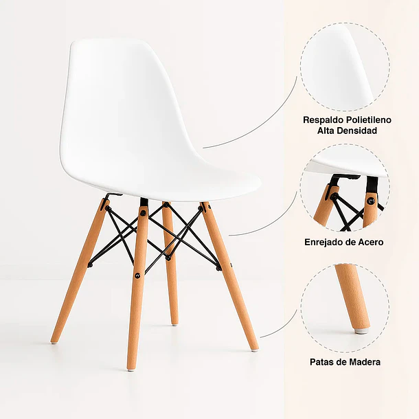 Pack de 4 Sillas Eames Blancas 5