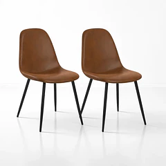 Pack de 2 Sillas Spoon Ecocuero vintage café oscuro