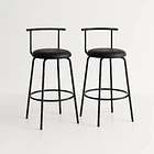 Pack de 2 Taburetes Altos Oslo Metal y Cuero Sintético - Negro 1