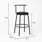 Pack de 2 Taburetes Altos Oslo Metal y Cuero Sintético - Negro 4
