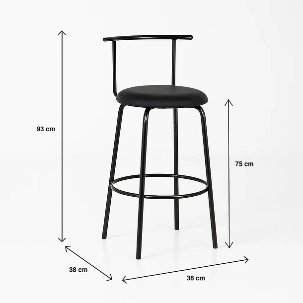 Pack de 2 Taburetes Altos Oslo Metal y Cuero Sintético - Negro 4