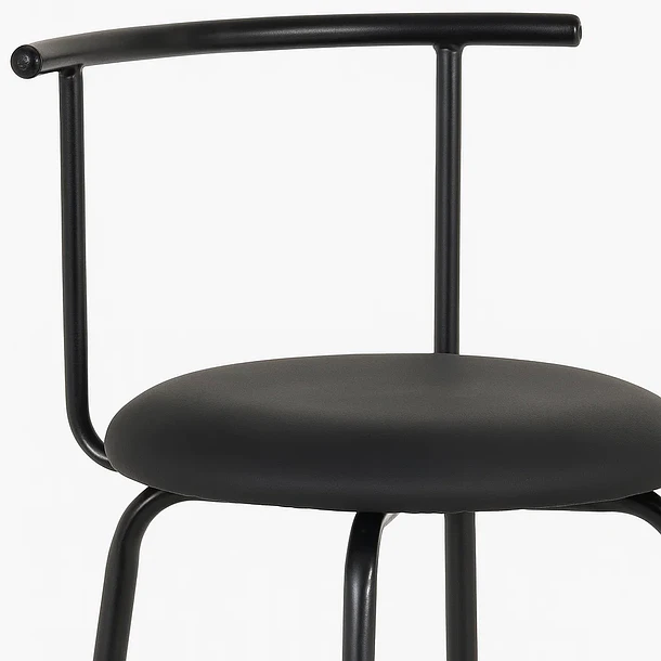Pack de 2 Taburetes Altos Oslo Metal y Cuero Sintético - Negro 6