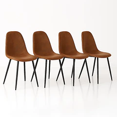 Pack de 4 Sillas Spoon Ecocuero vintage café oscuro