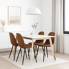 Pack de 4 Sillas Spoon Ecocuero vintage café oscuro