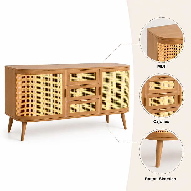 Rack de TV Siena Rattan - Natural 5