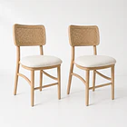 Pack de 2 Sillas de Estilo Natural con Respaldo Tejido y Asiento Acolchado 1