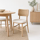 Silla de Estilo Natural con Respaldo Tejido y Asiento Acolchado 2