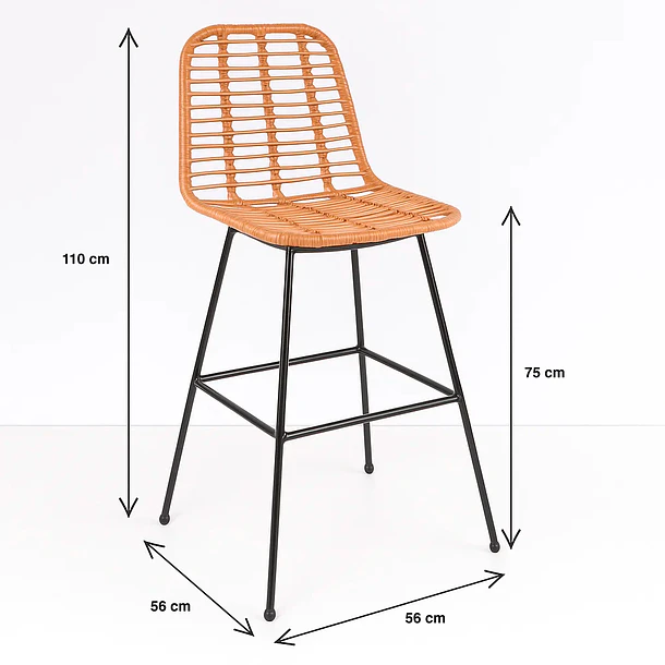 Pack de 4 Taburetes Alto de Terraza Rattan Grecia Color Madera 4