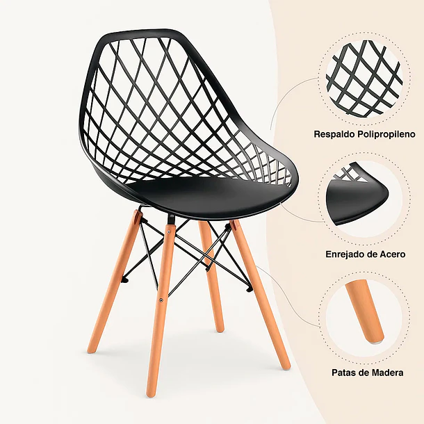 Silla Eames Enrejada Mesh - Negra 5