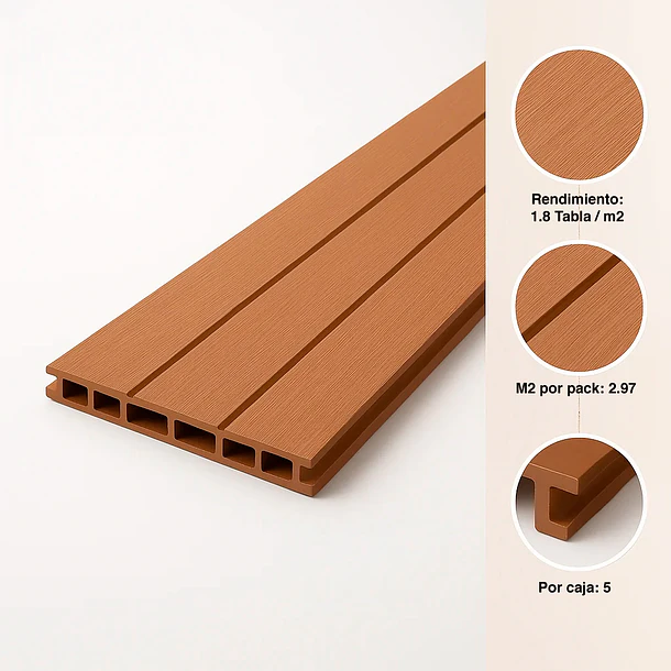 Pack de 5 Revestimientos Siding WPC exterior Color Madera Clara 5