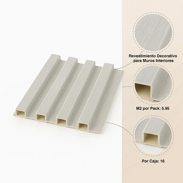 Pack de 16 Revestimientos Siding WPC interior color Blanco 5