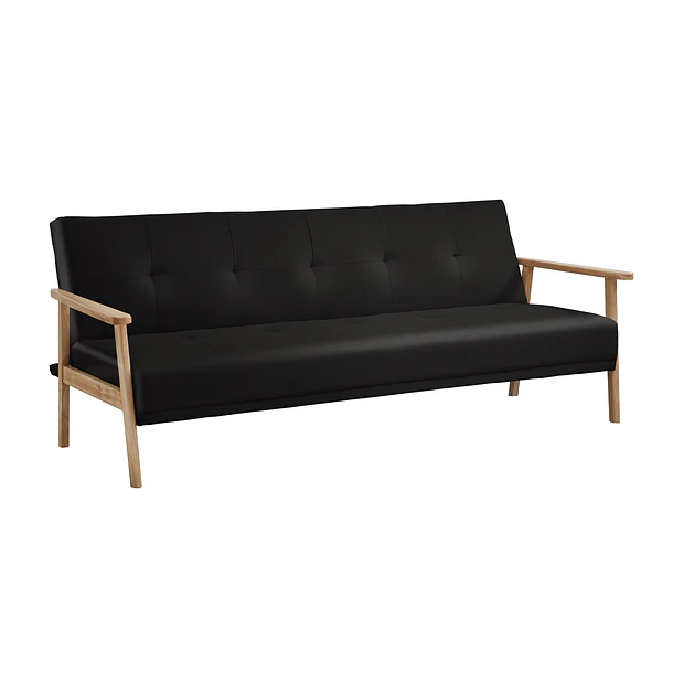 Futón Sofá Cama 3 cuerpos Amelia - Ecocuero Negro 1