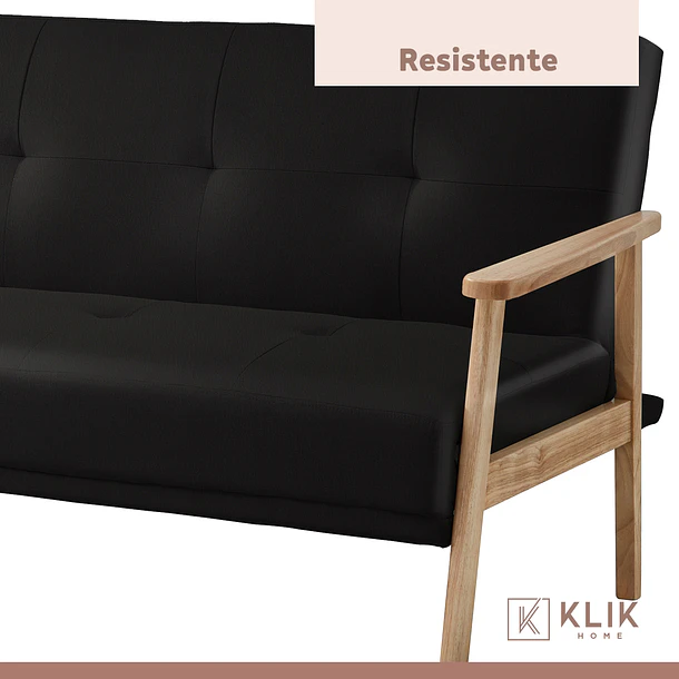 Futón Sofá Cama 3 cuerpos Amelia - Ecocuero Negro 9