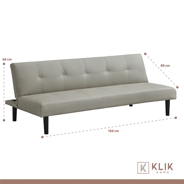 Futón Sofá Cama 2 cuerpos Sofía - Ecocuero Gris 5